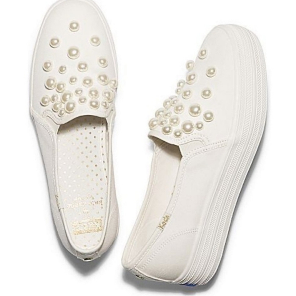 Kate Spade Keds Pearl Embellished Wedding Sneaker-Cream